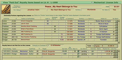 This is where you auto-assign royalties that are due based on Collections of funds that come in from any given license.